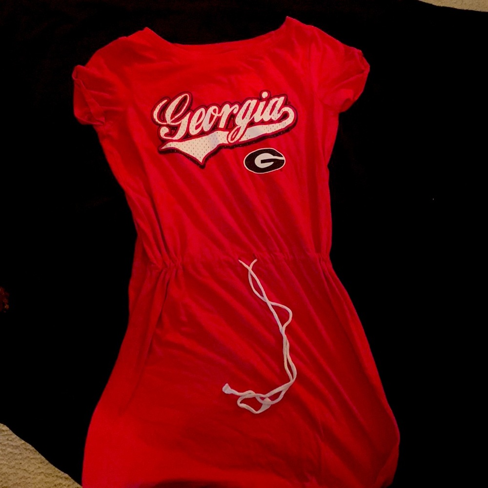 KA Knights apparel for her. GA BULLDOGS Red mini game day dress